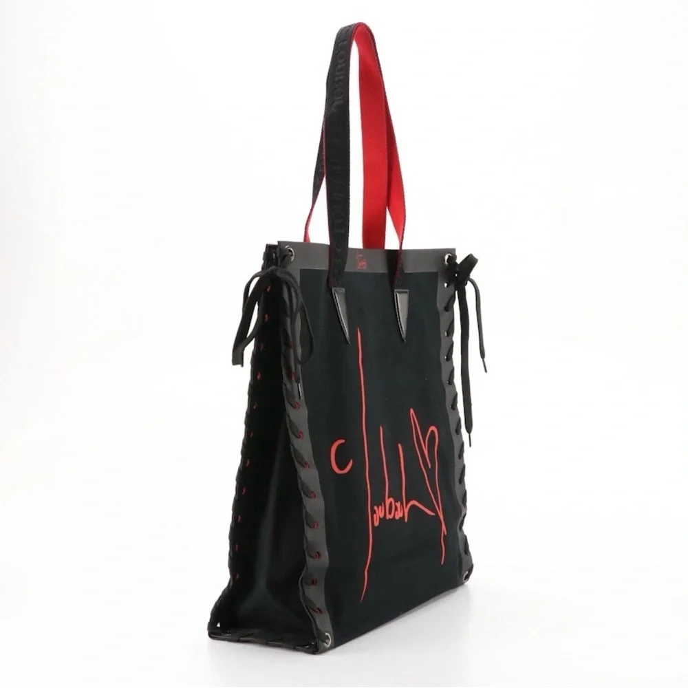 Christian Louboutin Cabalace Printed Canvas Tote Bag with Lace-Up Detailing